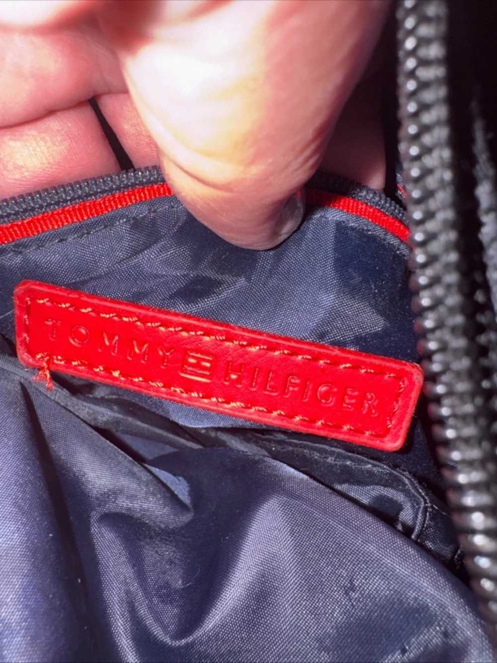 Tommy Hilfiger Black Crossbody with Gold Chain Accent